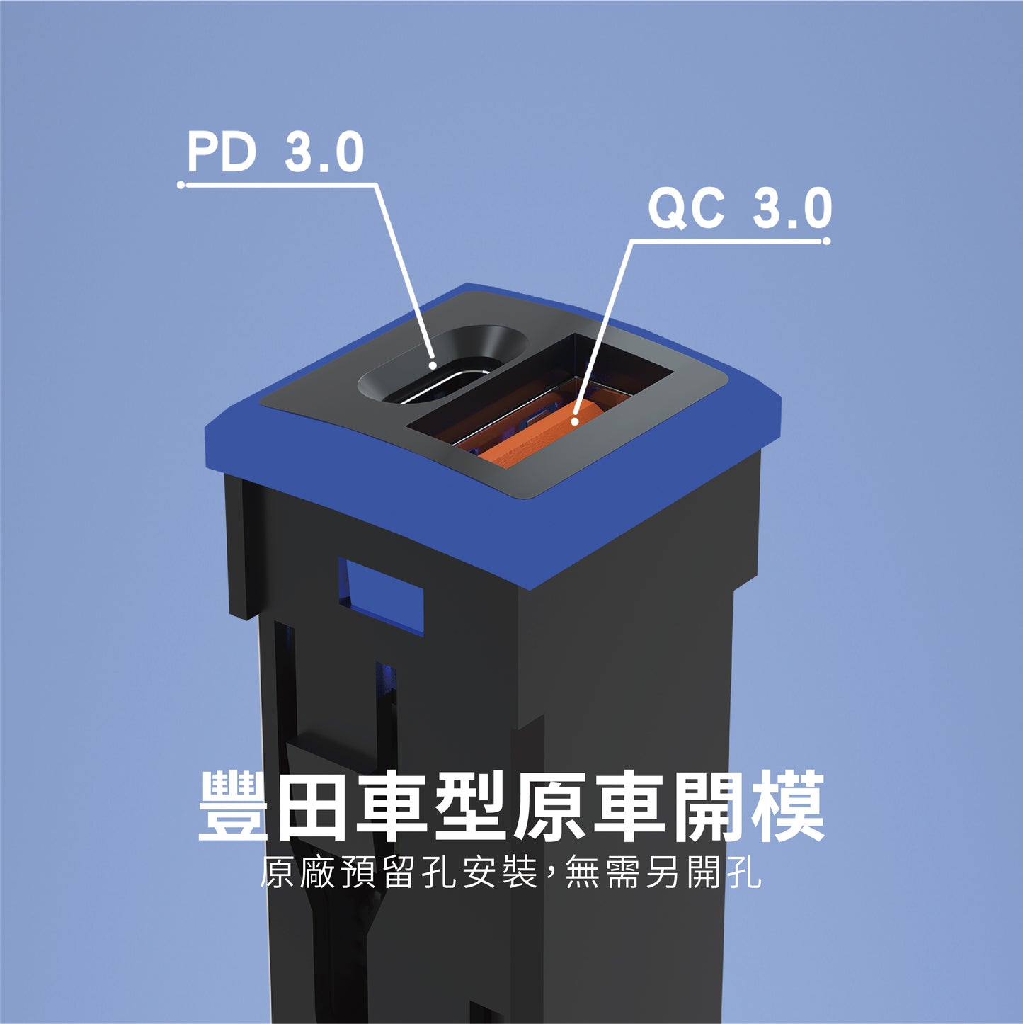 豐田TOYOTA 小型雙孔車載快充 崁入式 TYPE C|USB