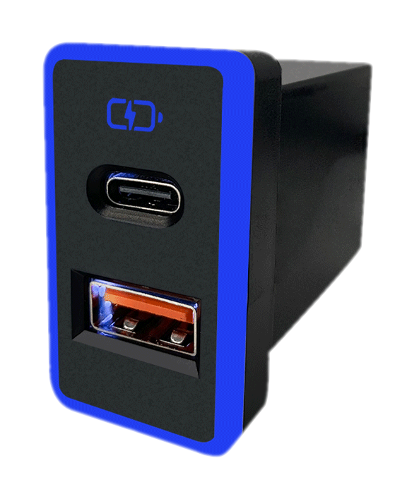 豐田TOYOTA 中型款變色燈 USB+TYPE-C 預留孔崁入式3.0快充