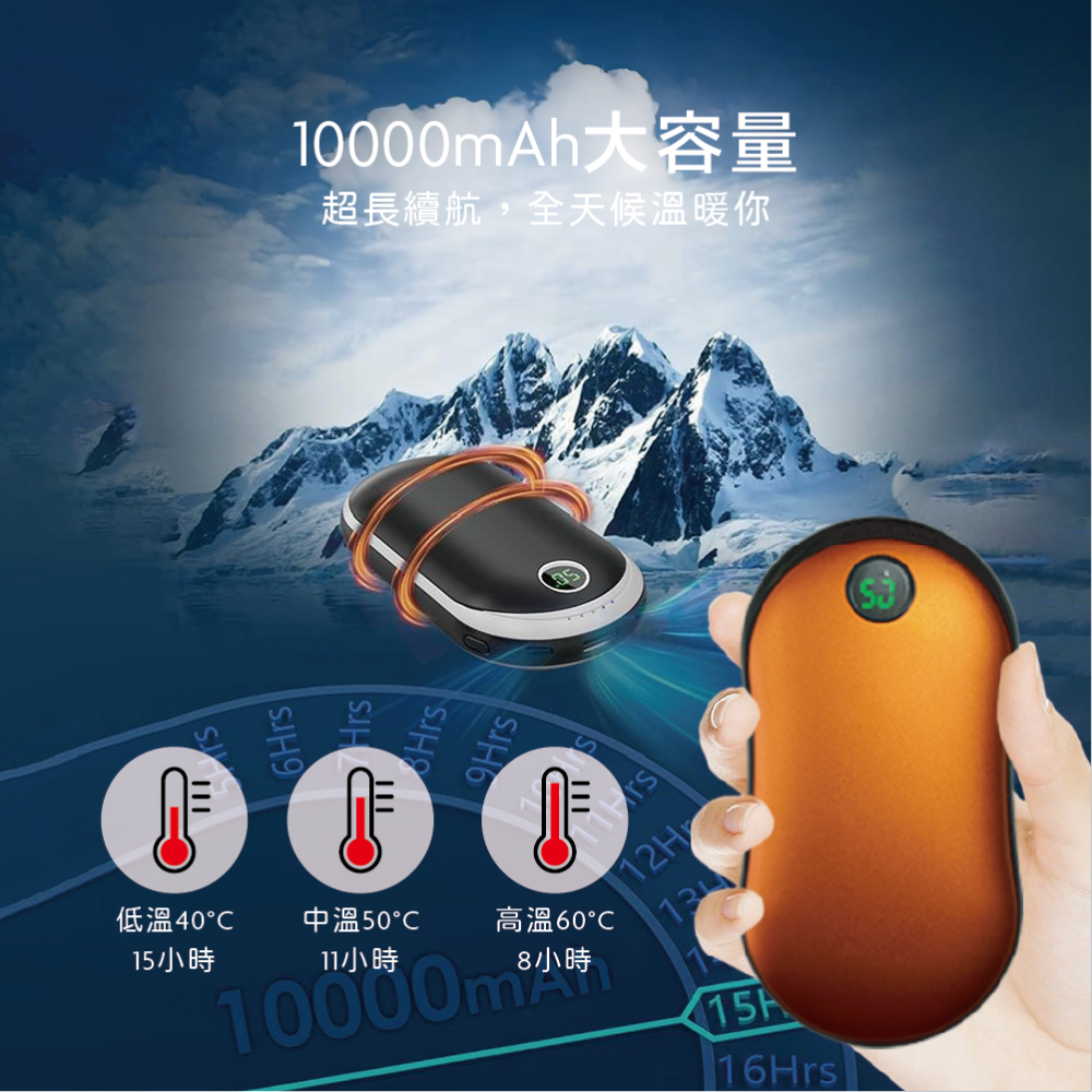 二合一充電暖手寶|雙面發熱|露營防寒保暖用品|三檔控溫