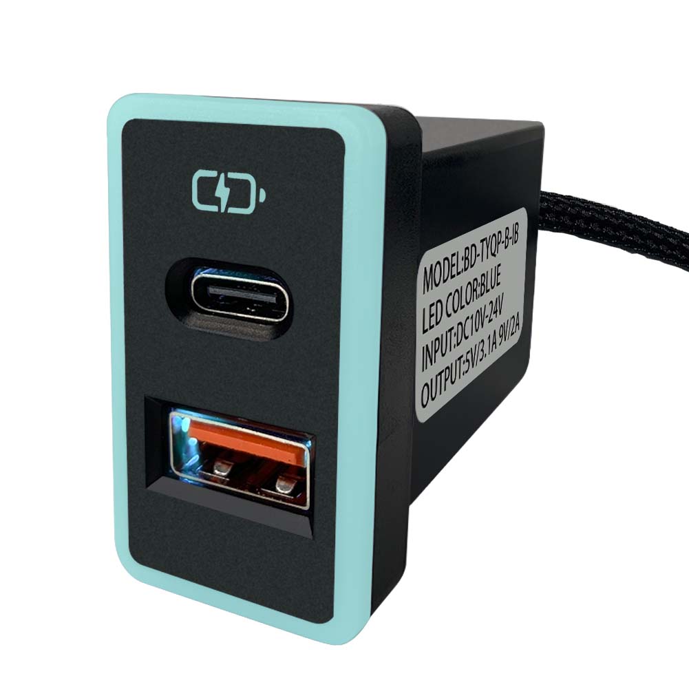 豐田TOYOTA 大型款3.0快充 USB+TYPE雙孔車充「免挖孔」