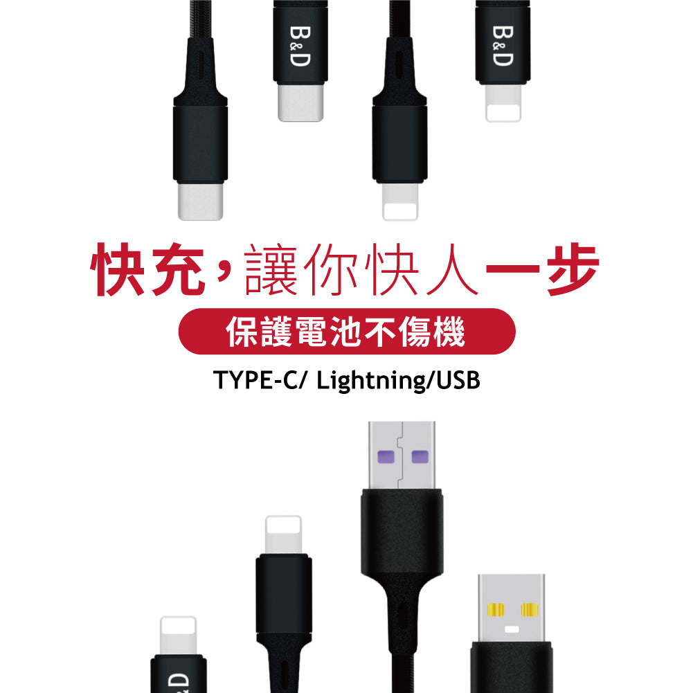 尼龍編織充電線 一盒2條 適用於快速充電 蘋果、安卓手機平板【Carster】