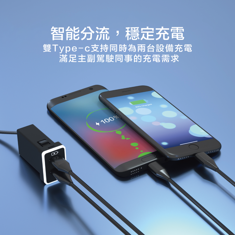 豐田TOYOTA 大型款3.0快充 TYPE-C雙孔車充「免挖孔」